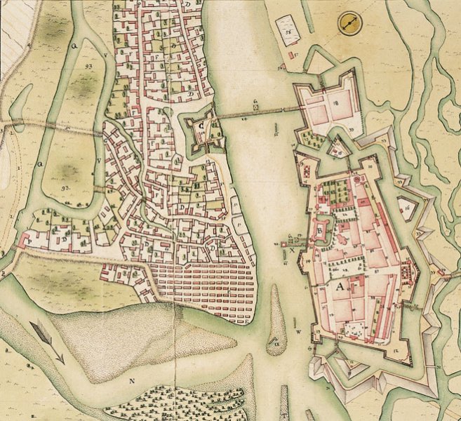 Aktuelle Fotos der Stadt Küstrin / Kostrzyn Historische, handgezeichnete Pläne der Stadt / Festung - Johann Friedrich Vater: Plan von Cüstrin 1724 *1