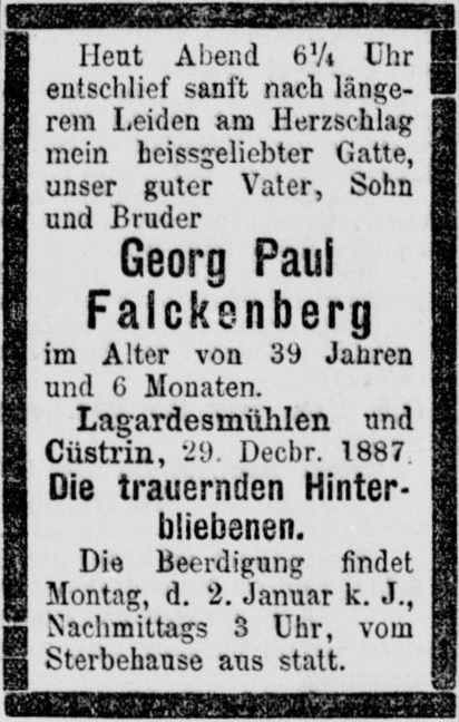 Todesanzeige von Paul Falckenberg